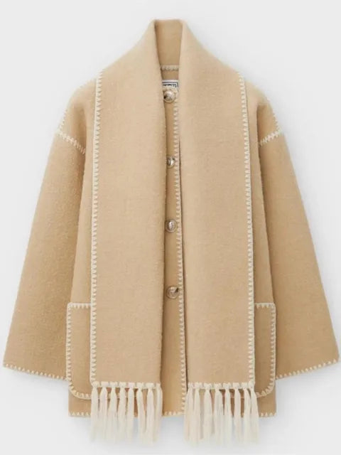 Elegante en veelzijdige jas met geïntegreerde sjaal