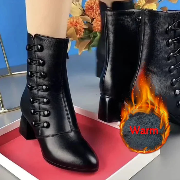 Ultra-comfortable leather ankle boots with side zipper